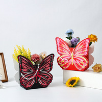 Boîte à fleurs créative en forme de papillon, boîte à bouquet, emballage pour la fête des mères, décoration pour maman, boîte cadeau, nœud rose, boîte à gâteau