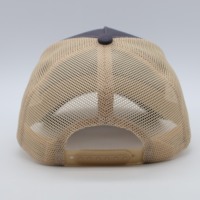 Gorro de 5 Paneles de Venta Caliente, Personalizado, Deportivo, Gris, Malla, Retro, Deportivo, Informal, para la Vida Diaria, con Parche de Cuero, Gorra Trucker de Algodón