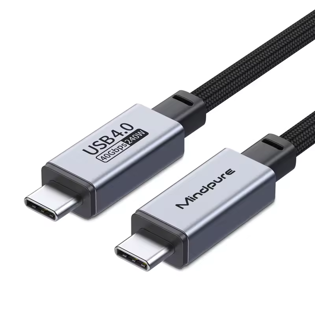 Mindpure 8K USB4.0 USB-C Charging Cable 40 Gbps Data Transfer 240W PD3.1 Nylon Braided Aluminum for iPhone 15 Pro ProMax Camera