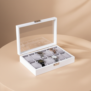 Boîte de rangement pour <span class=keywords><strong>montres</strong></span> en MDF professionnelle avec boîte cadeau individuelle - Organisateur de <span class=keywords><strong>montres</strong></span> blanc pour la maison et le bureau - Product Image 5