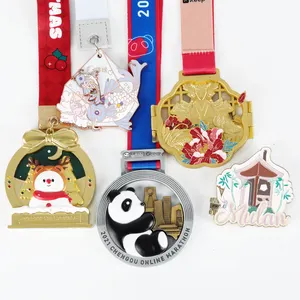 Wholesale Custom Medals Cheap Blank Zinc Alloy 3d Marathon Run Medal Sports Metal Basketball Soccer Football Medal with Ribbon