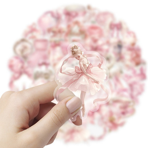 50 pezzi trasparenti simpatici fiabe rosa giovani ragazze da nubile per animali domestici impermeabili adesivi per Laptop per decorazione - Product Image 4