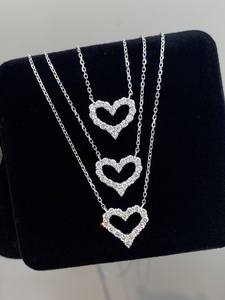 Collar con colgante de corazón de oro macizo de 18 quilates Xinfly, collar de diamantes, joyería fina, regalo en stock, AU750, joyería de lujo. - Product Image 5