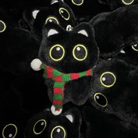 Tondiamo Duurzame Zwarte Kat Pluche Sleutelhanger Tas Charm Valentijnsdag Kawaii Cadeau Accessoires