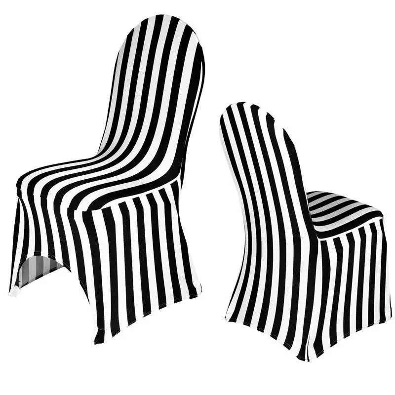 Чехол для стула из черно-белого спандекса в полоску