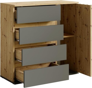 Juego de armario moderno para pasillo de roble y grafito <span class=keywords><strong>con</strong></span> cómoda, Banco de espejo y panel de <span class=keywords><strong>perchero</strong></span> - Product Image 2