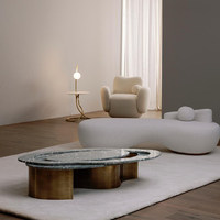 Table basse en marbre et métal de luxe italienne - Sur mesure - Conçue pour les salons avec un design moderne et simple