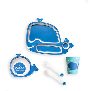<span class=keywords><strong>Amazon</strong></span> 5 piezas de bambú de fibra de los niños conjunto Vajilla para niños - Product Image 4