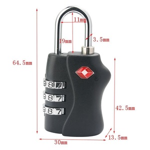 <span class=keywords><strong>Cadenas</strong></span> de sécurité <span class=keywords><strong>TSA</strong></span> en plastique à prix abordable, modèle 338 à 3 chiffres réinitialisables, 66,5x33x13mm, pour bagages de voyage et douane - Product Image 1