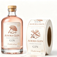 Etiqueta de Ginebra Holográfica Ecológica Personalizada, Estampado Metálico en Relieve con Lámina de Cobre Dorado, Etiqueta Adhesiva con Logotipo en Relieve para Empaque