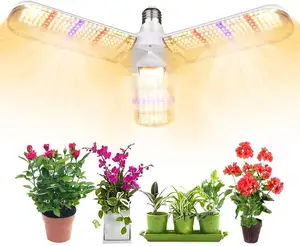 E27 LED élèvent l'ampoule pliable en forme d'éventail lumière spectre complet pour plante d'intérieur fleur légume avec rouge lointain 730nm UV380nm