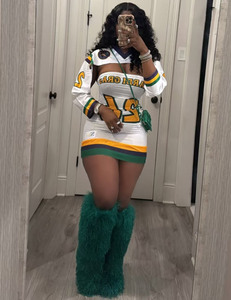 Mini Abito da Donna con Stampa a Caldo, Vestito Corto alla Moda a Maniche Lunghe per Ragazze, <span class=keywords><strong>Abbigliamento</strong></span> Femminile per Autunno e Primavera - Product Image 6