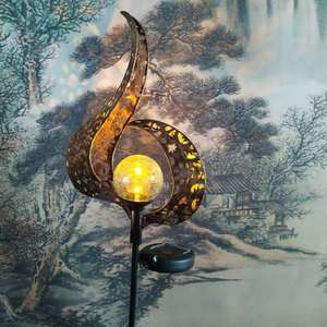 Solar Flame Garden <b>Light</b> <b>Led</b> Iron Art Decor With <b>Light</b> <b>Sensor</b> Outdoor Standing Lamp - Product Image 4