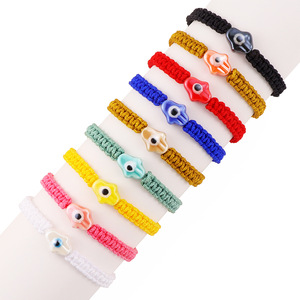Bracciali in ceramica da uomo e donna Hamsa a mano <span class=keywords><strong>malocchio</strong></span> intrecciati con cordoncino portafortuna braccialetti in amuleto intrecciati a mano con stringa luminosa regalo di <span class=keywords><strong>preghiera</strong></span> - Product Image 1