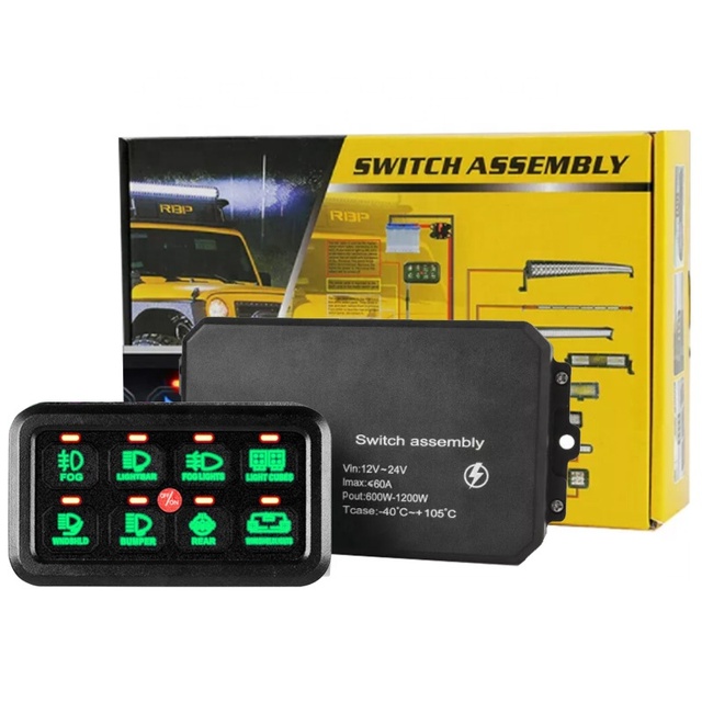 8 Gang Switch Panel On-Off LED Car Switch Panel Circuit Control 12V24V
