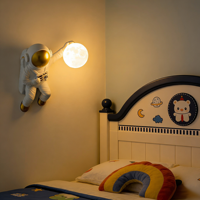 Lampes murales en forme d'astronaute de dessin animé, en gros et personnalisées, pour salons, chambres et chambres d'enfants de style nordique créatif