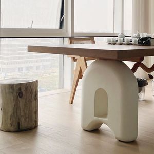 Solid Wood Cream Colored McDull Dining <b>Table</b> Nordic Rectangular Designer Desk For Home Office Use - Product Image 4