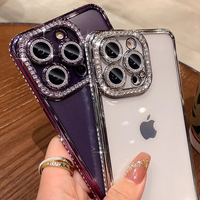 Étui de luxe à paillettes et diamants pour iPhone 15 14 13 12 11 Pro Max, pour filles, plaqué, en TPU souple, antichoc