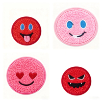 Patch de broderie arc-en-ciel dégradé petit moyen grand logo de sourire de chenille thermocollant patch de feutre de tissu de vêtement à coudre