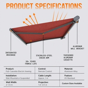 <span class=keywords><strong>Toldo</strong></span> Retráctil de Lujo para Porche, de Aleación de Aluminio, con Control Remoto, Sin Postes de Sujeción al Suelo, para Entradas Residenciales - Product Image 6
