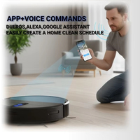 Robot Aspirador Inteligente 3 en 1, Robot de Barrido, Aspirado y Fregado con Succión de 2000 Pa, Control por Voz a través de Aplicación, Compatible con Alexa y Google Home