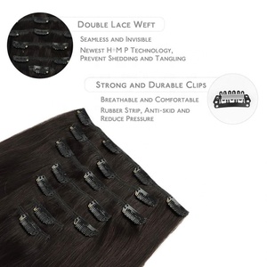 Extensions de cheveux humains vierges vietnamiens de haute qualité, style luxe super ondulé, meilleure qualité kinky straight, clips à fixer, double trame - Product Image 2