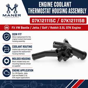 ชุดประกอบตัวเรือนเทอร์โมสตัทน้ำหล่อเย็นเครื่องยนต์ MANER รุ่น OE 07K121115C 07K121115B ใช้ได้กับรถยนต์ VW Beetle Jetta Golf Rabbit เครื่องยนต์ 2.5L 07K - Product Image 4