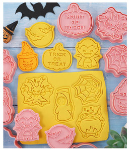 8 emporte-pièces d'Halloween en plastique, moule à pression, tampon, moule Calavera, outils de décoration pour la pâtisserie, la cuisine et les fêtes - Product Image 3