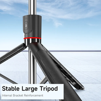 Trépied perche à selfie pliable F15 en acier inoxydable ultra longue portée 1717 mm avec support de téléphone portable rotatif