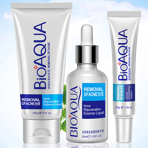 <span class=keywords><strong>BIOAQUA</strong></span> Ensemble 4 pièces anti-acné pour le renouvellement de la peau : Nettoyant, Sérum, Masque, Crème – Contrôle du sébum et réparation pour peaux grasses – OEM ODM Marque Privée - Product Image 1