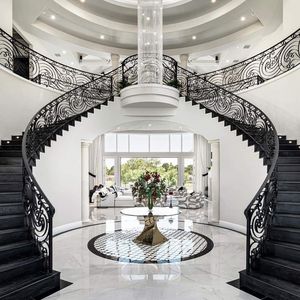 Usine Tanlong <span class=keywords><strong>Escalier</strong></span> en fer forgé <span class=keywords><strong>Escalier</strong></span> d'intérieur Balustrade Garde-corps <span class=keywords><strong>Escalier</strong></span> incurvé en acier - Product Image 1