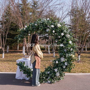 DKB New Design Hochzeit Half Moon Arch Niedriger Preis Großhandel Bunte Blumen bogen für Hochzeiten Hintergrund dekoration - Product Image 3