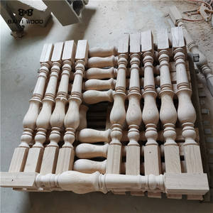 عمود درابزين سلالم منحوت يدويًا من الخشب الصلب بتصميم عتيق - Product Image 2