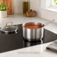 Casserole en acier inoxydable ANMEI 1,5 QT avec couvercle en verre, compatible induction, petite marmite de cuisson, ustensiles de cuisine, vente en gros d'usine