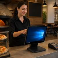Terminal de point de vente tactile à double écran de 15,6 pouces, caisse enregistreuse tout-en-un, Windows 10, Intel N97, 8 Go de RAM, 256 Go de SSD, Wi-Fi 6 et Bluetooth 5.2