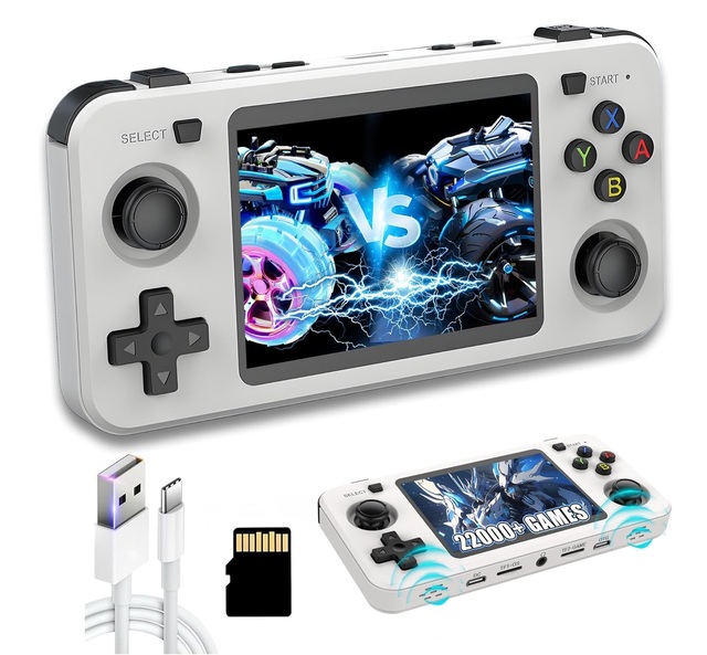 New R36H Retro Handheld Game Console Linux Open Source 4-Core Chip Dual Memory Cards 3.5" IPS HD Display