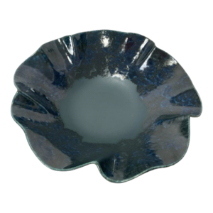 Bol décoratif rond ondulé en poterie émaillée moderne, centre de table, décoration d'intérieur - Product Image 2