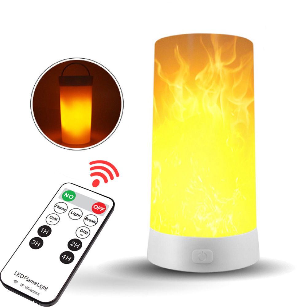 LED Flame Lights Switch Control Rechargeable Flameless Night Light Flickering Lanterns PC Battery Halloween Restaurant Decor