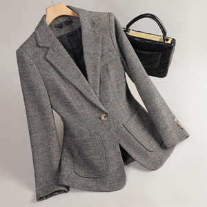 Women's Wool Blazer Solid Color Thickened Casual Petite High-End Feel Autumn Winter Style - Product Image 2