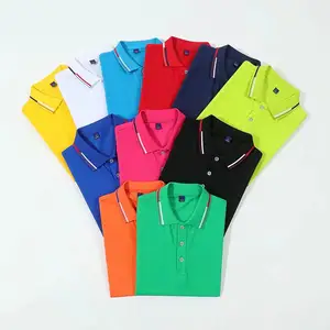 Sales Promotion Custom Logo Solid Color Plain Blank Pique Polyester Embroidery Washed T Shirt Cotton T-shirts Men's Polo Shirts
