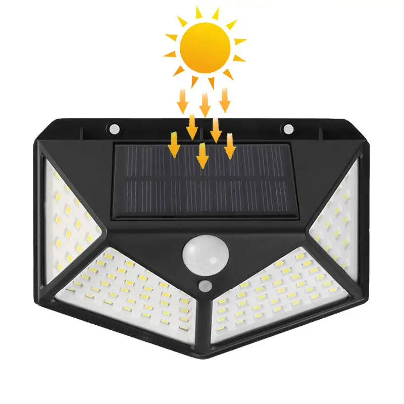 100 LED güneş işık PIR hareket sensörü açık Solar lamba IP65 su geçirmez duvar aydınlatması güneş işığı Powered bahçe sokak lambası