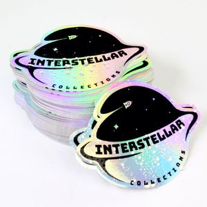 Autocollant personnalisé découpé à la forme, holographique, en vinyle imperméable, pour cadeau d'entreprise, impression de décalcomanies scintillantes holographiques - Product Image 1