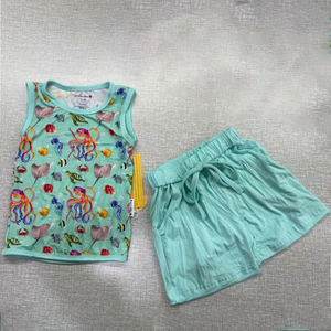 <span class=keywords><strong>Pigiami</strong></span> Estivi per Bambini RTS ODM/OEM con Stampa Western in Bambù, Set Corto per Bambine e Bambini, Bundle Misterioso, Abbigliamento per Bambini all'Ingrosso - Product Image 2