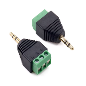 Prise audio pour casque à double canal plaquée or 3,5 mm sans soudure. Adaptateur stéréo. Bornes vertes sans soudure - Product Image 3
