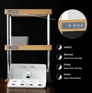 Hydroponic Led Lighting IGS-09 Indoor Hydroponic Growing System With Real Bamboo Frame 2 Layer 32pods Hidroponic System