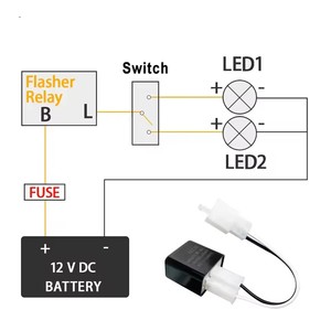Relé intermitente LED electrónico ajustable de 2 pines con cables para bicicletas, motocicletas, scooters, señales de giro, relé intermitente Hyper Flash - Product Image 6
