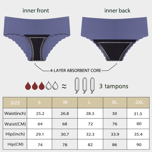 Culotte Menstruelle Anti-fuites 4 Couches pour Femmes, Sans PFAS, Bandelettes Imperméables Biodégradables, Culotte Menstruelle Sans Coutures - Product Image 2