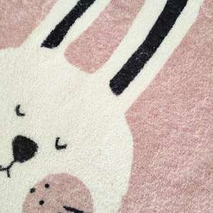 แผ่นรองคลาน ABC ลายวงกลม สีชมพู รูปกระต่าย ผ้าพลัฌนุ่ม สำหรับห้องเด็ก - Product Image 4