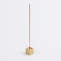MAXERY Porte-encens minimaliste en laiton massif, brûleur à bâtonnets en forme de cube géométrique, base d'encens moderne en or brossé, pour yoga et méditation