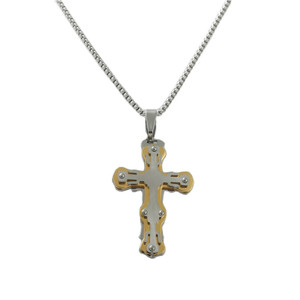 Men's Stainless Steel <b>Cross</b> Pendant Necklace Geometric Design Punk Retro Style 120166 - Product Image 3